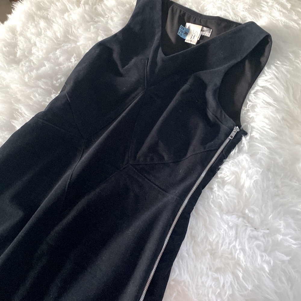 Helmet Lang Black dress with side silver zipper.